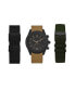 ფოტო #1 პროდუქტის Men's Analog Black Strap Watch 44mm with Black, Light Cognac and Olive Camo Interchangeable Straps Set