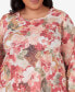 ფოტო #2 პროდუქტის Plus Size Sedona Sky Watercolor Knotted Neck Floral Top