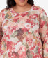 Plus Size Sedona Sky Watercolor Knotted Neck Floral Top