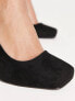 RAID Wide Fit Petunia square toe shoes in black faux suede