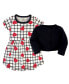 ფოტო #2 პროდუქტის Baby Girls Baby Organic Cotton Dress and Cardigan 2pc Set, Black Red Heart