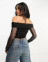 ASOS DESIGN wrap front off shoulder bardot long sleeve top