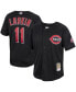 Men's Barry Larkin Black Cincinnati Reds Cooperstown Collection Mesh Batting Practice Button-Up Jersey