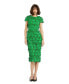 ფოტო #1 პროდუქტის Women's Floral Lace Fitted Short Sleeve Midi Dress