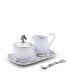 Фото #1 товара Stoneware Sugar and Creamer Set "Equestrian" with Tray and Solid Pewter Accents