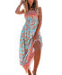 Women's Blue & Pink Floral Sleeveless Square Neck Maxi Beach Dress