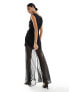 Forever New sheer contrast maxi dress in black