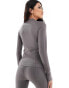 Фото #4 товара ASOS 4505 Icon seamless rib zip up long sleeve top in steel grey