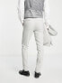 Фото #2 товара ASOS DESIGN skinny wool mix trousers in basketweave texture ice grey