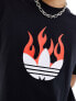 Фото #7 товара adidas Originals unisex flame trefoil t-shirt in black