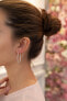 Silver earrings with Hoops Topaz diamonds DE623