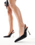 Фото #1 товара Public Desire Torrie sling back pointed heeled shoes in black croc with gold heel