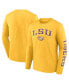 Фото #1 товара Men's Gold LSU Tigers Distressed Arch Over Logo Long Sleeve T-shirt