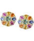 ფოტო #3 პროდუქტის EFFY® Multi-Sapphire (3-7/8 ct. t.w.) & Diamond (1/4 ct. t.w.) Flower Stud Earrings in 14k Gold