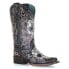 Corral Boots Floral Embroidery & Studs Square Toe Cowboy Womens Black Casual Bo