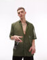 Фото #1 товара Topman short sleeve relaxed fit sheer button through shirt in khaki