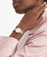 ფოტო #6 პროდუქტის Women's Swiss Esperanza Diamond (1/4 ct. t.w.) Two-Tone PVD Stainless Steel Bracelet Watch 28mm