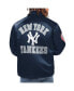 Men's Navy New York Yankees Option Route Satin Full-Snap Jacket
