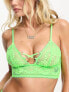 Фото #7 товара ASOS DESIGN Emi fishnet lace longline soft bra in bright green