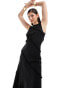 & Other Stories sleeveless midi dress with raw edge seams in black