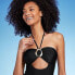 Women's Ring-Front Halter Bandeau One Piece Swimsuit - Shade & Shore Black S