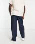 Topman wide leg pronounced twill trousers in navy