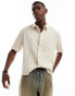 Фото #1 товара Abercrombie & Fitch short sleeve linen shirt in beige