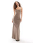 Фото #1 товара Weekday super soft jersey square neck maxi dress in light brown