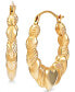 ფოტო #1 პროდუქტის Swirl Heart Hoop Earrings in 14k Gold