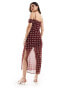 ASOS DESIGN one shoulder strap midi slip dress in burgundy spot Burgunder/Gepunktet, 32 - фото #3