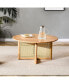 Elegant wooden coffee table with faux rattan accents