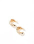 DesignB London chunky twisted hoop earrings in gold