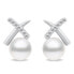 Sparkling silver earrings with pearls EA906W