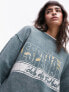 Фото #5 товара Topshop co ord graphic espana 89 oversized vintage wash sweat in dark green