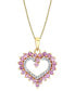 ფოტო #1 პროდუქტის Pink Sapphire (1-3/8 ct. t.w.) & Diamond (1/10 ct. t.w.) Open Heart 18" Pendant Necklace in 10k Gold