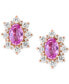 ფოტო #3 პროდუქტის EFFY® Pink Sapphire (1-1/20 ct. t.w.) & Diamond (1/2 ct. t.w.) Halo Stud Earring in 14k Rose Gold