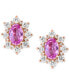 Фото #3 товара Серьги EFFY Pink Sapphire & Diamond Halo Stud