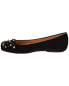 French Sole Via Studs Suede Flat Women's Black 5.5