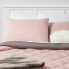 Фото #1 товара 5pc Full/Queen Solid Microfiber Reversible Decorative Bed Set with Throw Blush