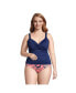 Фото #3 товара Plus Size Tummy Control V-Neck Wrap Underwire Tankini Swimsuit Top