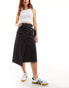 & Other Stories utility asymmetric wrap midi skirt with pocket detail in black