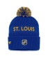 Фото #2 товара Men's Royal, Yellow St. Louis Blues 2022 NHL Draft Authentic Pro Cuffed Knit Hat with Pom