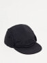 ASOS DESIGN 5 panel ear flap cap with borg lining in black