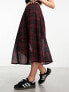 Wednesday's Girl checked chiffon midi skirt in red