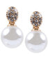 ფოტო #1 პროდუქტის Gold-Tone Crystal and Glass Pearl Earrings