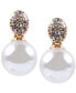 Gold-Tone Crystal and Glass Pearl Earrings