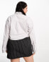 Extro & Vert Plus cropped shirt with wide sleeves in stone grey