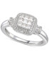 Cubic Zirconia Square Cluster Halo Ring in Sterling Silver