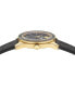 ფოტო #2 პროდუქტის Men's Swiss Black Leather Strap Watch 42mm