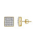 ფოტო #1 პროდუქტის Round Cut Natural Certified Diamond (0.77 cttw) 14k Yellow Gold Earrings Square Tile Design